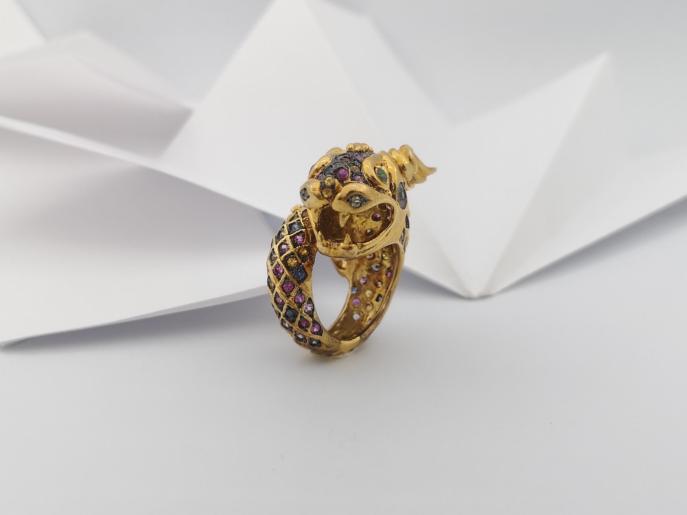 Regenbogenfarbener Saphir-Ring in Silberfassung im Angebot 7