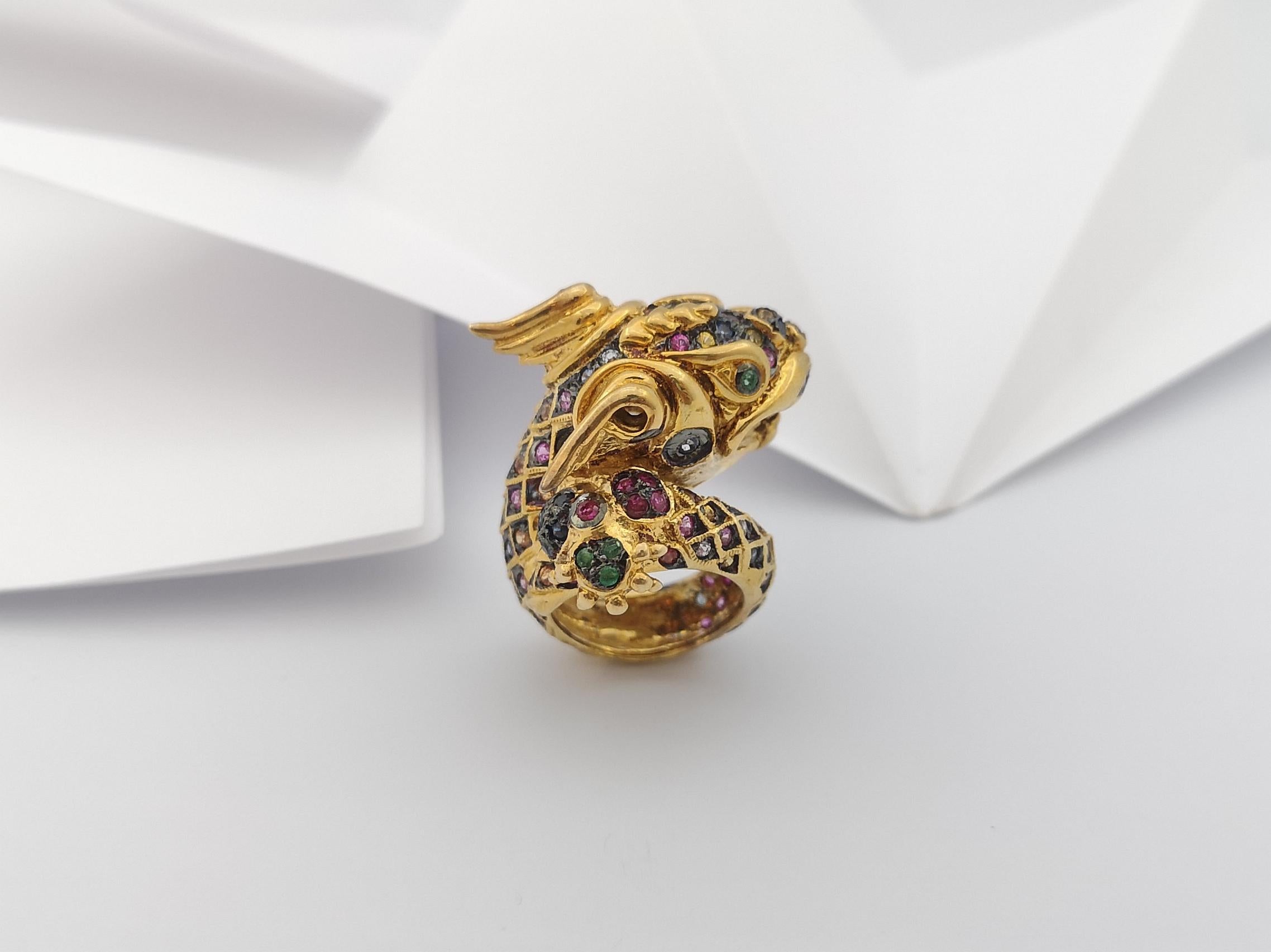 Regenbogenfarbener Saphir-Ring in Silberfassung im Angebot 9