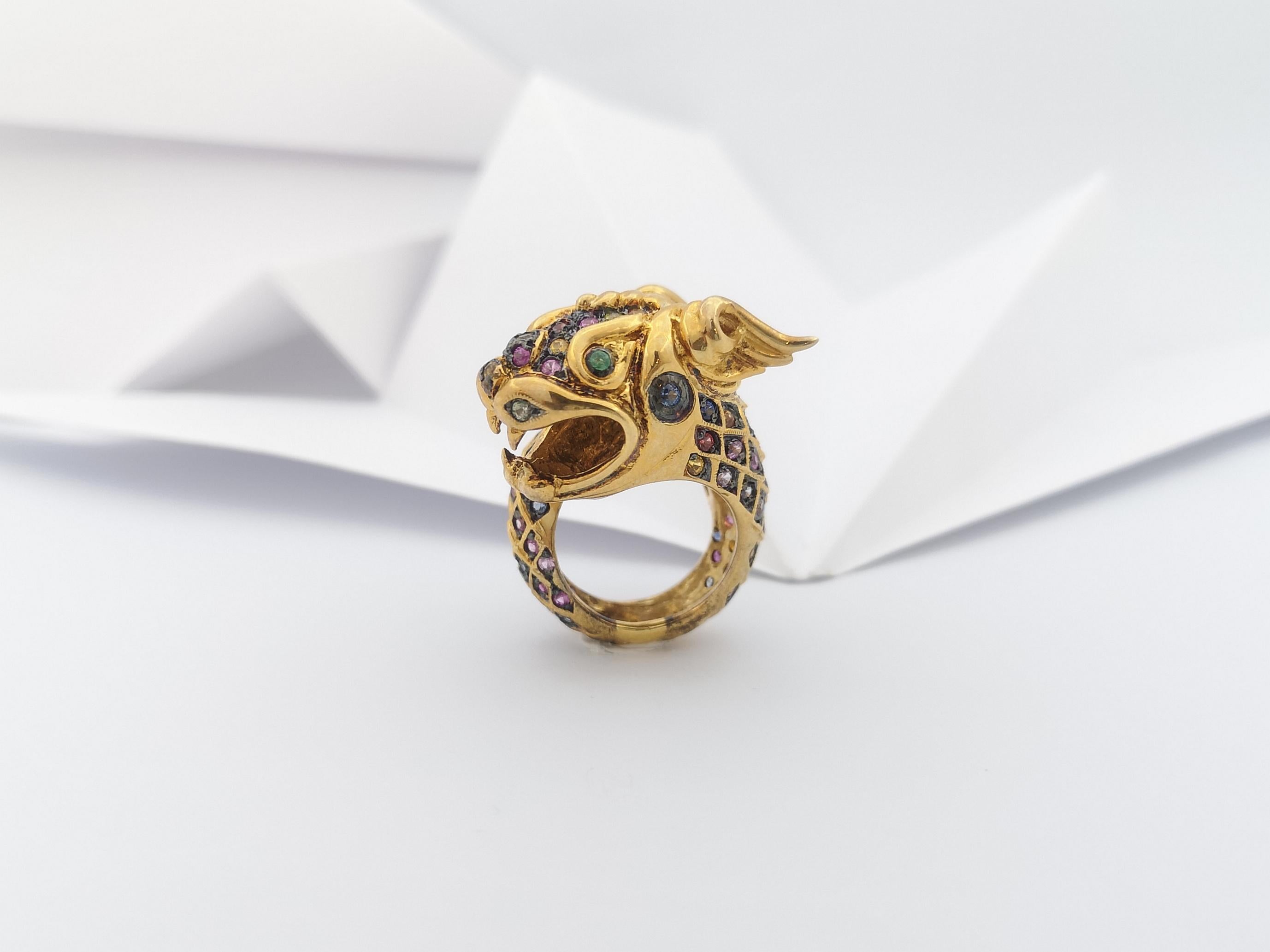 Regenbogenfarbener Saphir-Ring in Silberfassung im Angebot 12