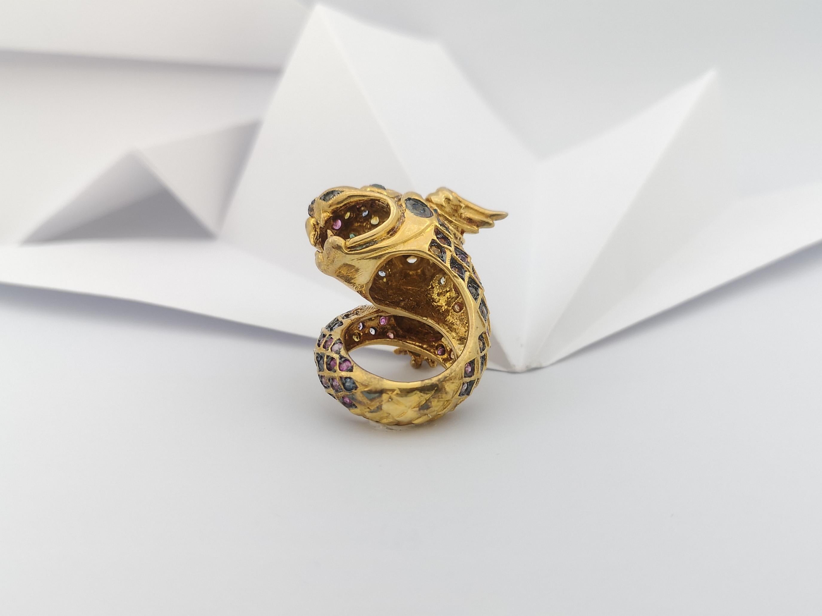 Regenbogenfarbener Saphir-Ring in Silberfassung im Angebot 13
