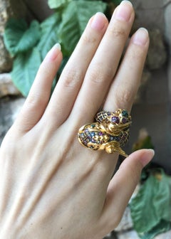 Rainbow Colour Sapphire Ring set in Silver Settings
