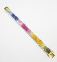 Rainbow Colour Sapphire with Diamond Bracelet Set in 18 Karat Gold Settings