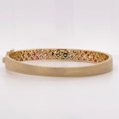 Rainbow Confetti Bracelet, 8.5mm Wide, 2.55ct Sapphire & Tsavorite, Satin Finish