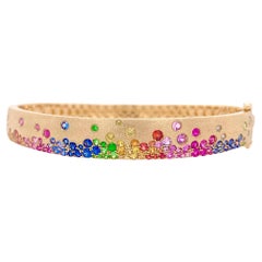 Rainbow Confetti Bracelet, 2.55ct Sapphire & Tsavorite Bracelet, Satin Finish