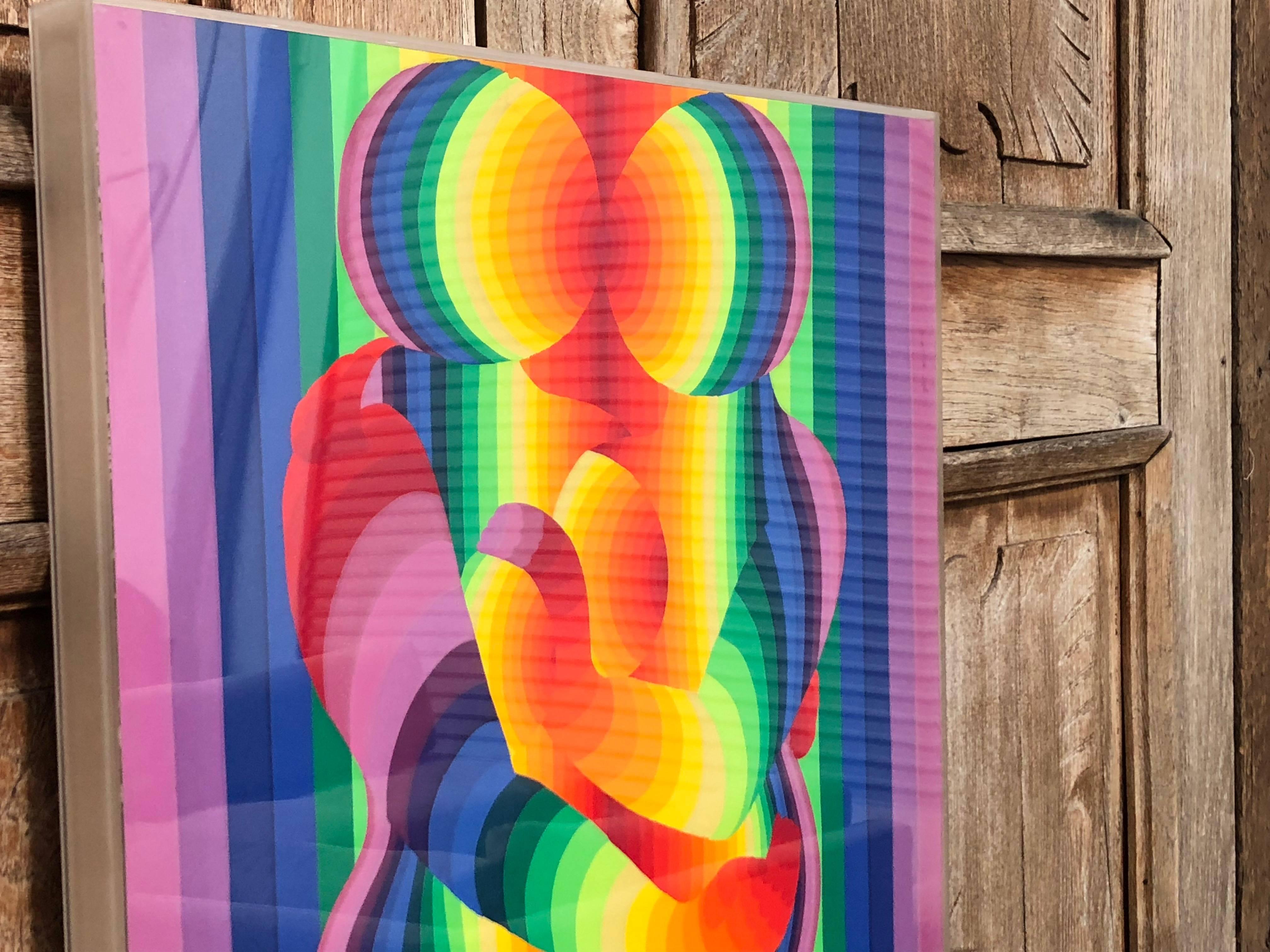 Modern Rainbow Couple Screen Print by Japanese Artist Ay-O