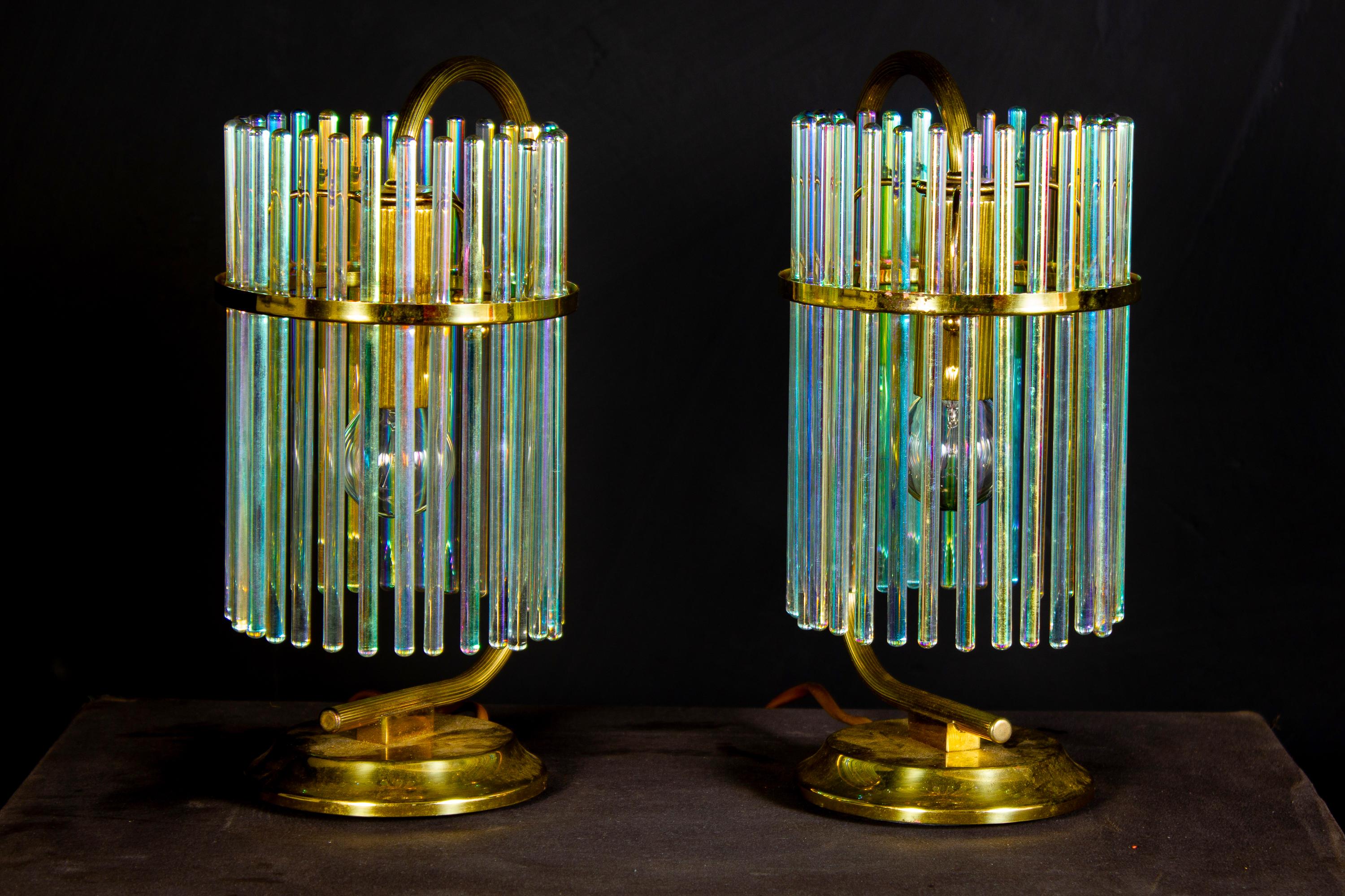Rainbow Crystal Rod and Brass Chandelier or Lantern by Gaetano Sciolari, 1960s For Sale 7