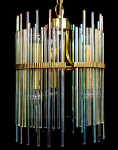 Kronleuchter oder Laterne aus Regenbogenkristall und Messing von Gaetano Sciolari, 1960er Jahre