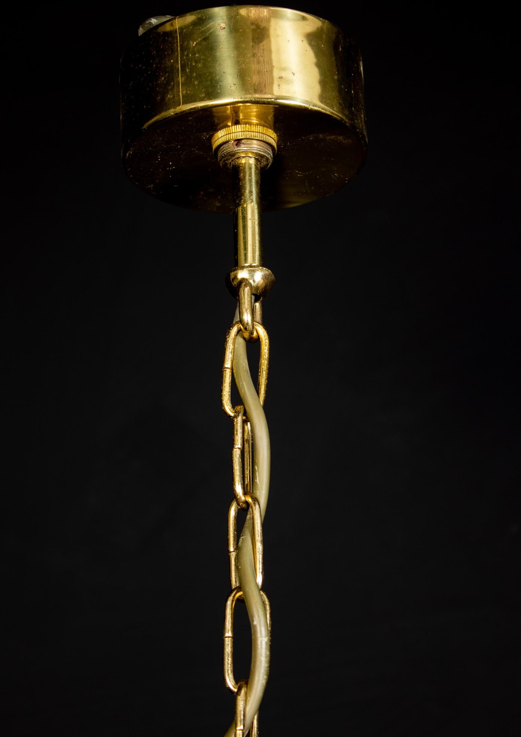 20th Century Rainbow Crystal Rod and Brass Chandelier or Lantern by Gaetano Sciolari, 1960s For Sale