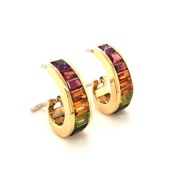 Rainbow Earclips in 18 Karat Yellow Gold For Sale at 1stDibs