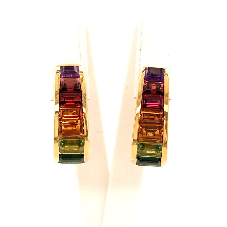 Rainbow Earclips in 18 Karat Yellow Gold For Sale at 1stDibs