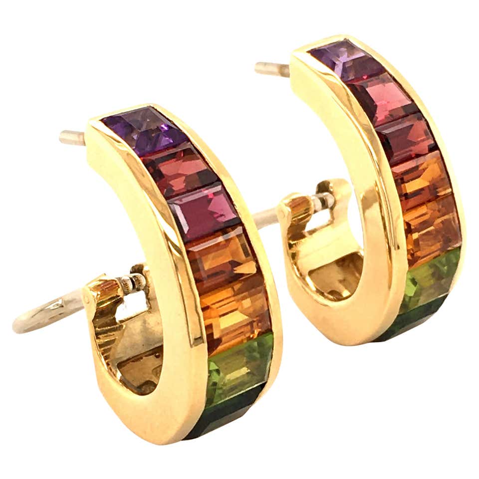 H. Stern 'Primavera' Earstuds in 18 Karat Yellow Gold with Coloured ...