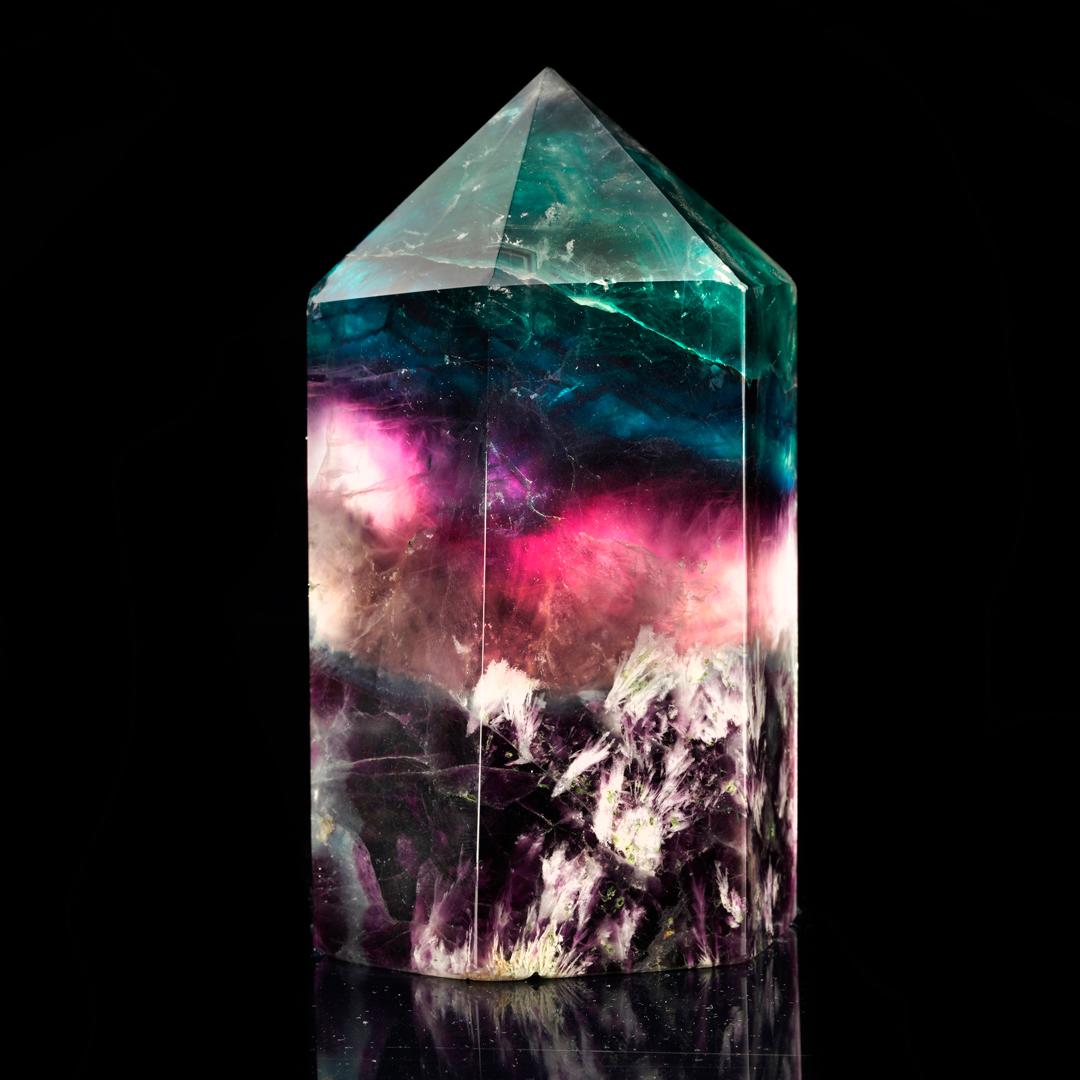 Hand-Carved Rainbow Fluorite Tower From China // 4.60 Lb.