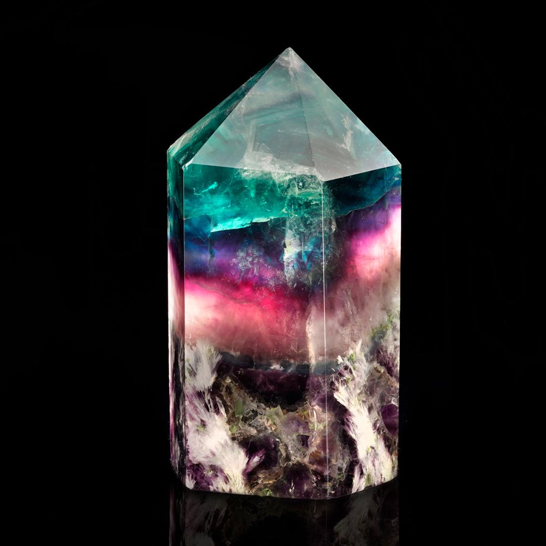 Rainbow Fluorite Tower From China // 4.60 Lb. In New Condition In New York, NY