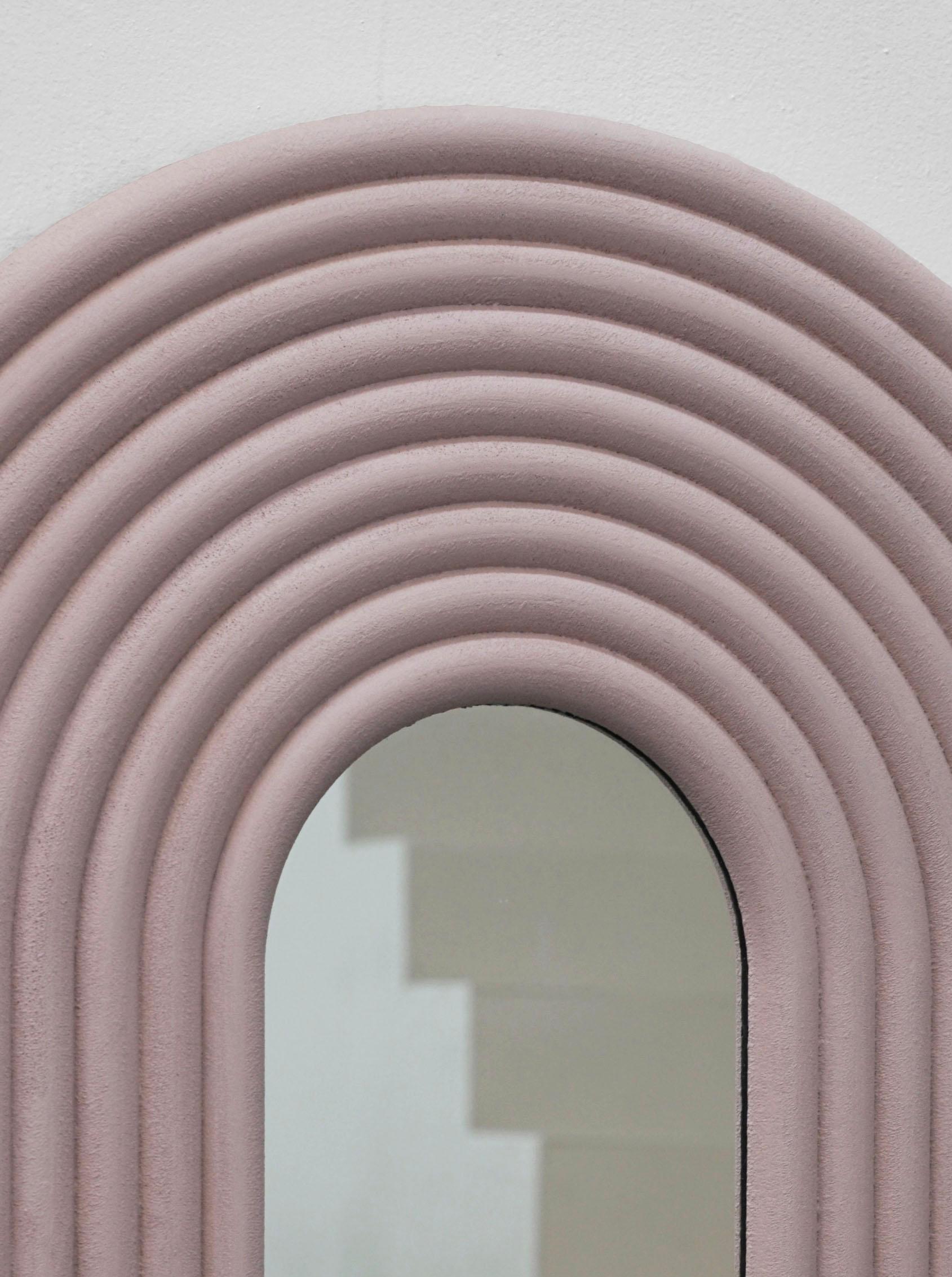 Minimalist Rainbow Fluted Arch Mirror For Sale