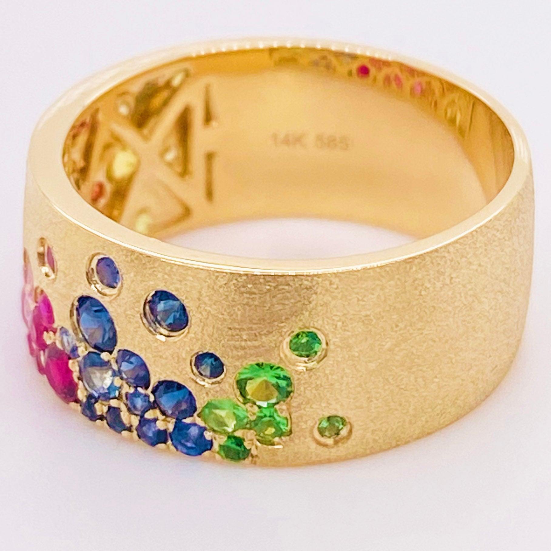 En vente :  Bracelet cigare Galaxy Confetti de 8,5 mm en or jaune 14 carats, pierres véritables 4