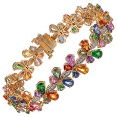 Rainbow Gemstone and Diamond Butterfly Bracelet, Signed “Effy”