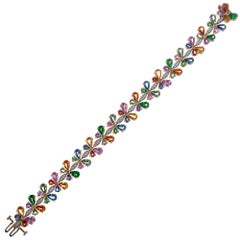 Rainbow Gemstone and Diamond Butterfly Bracelet, Signed “Effy”