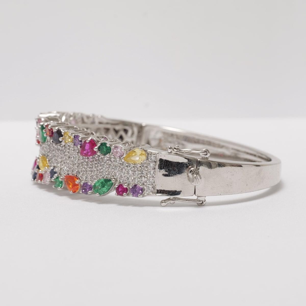 Bracelet cocktail en or massif 14k avec pierres précieuses Rainbow Diamonds (certifié) Neuf - En vente à New Delhi, DL