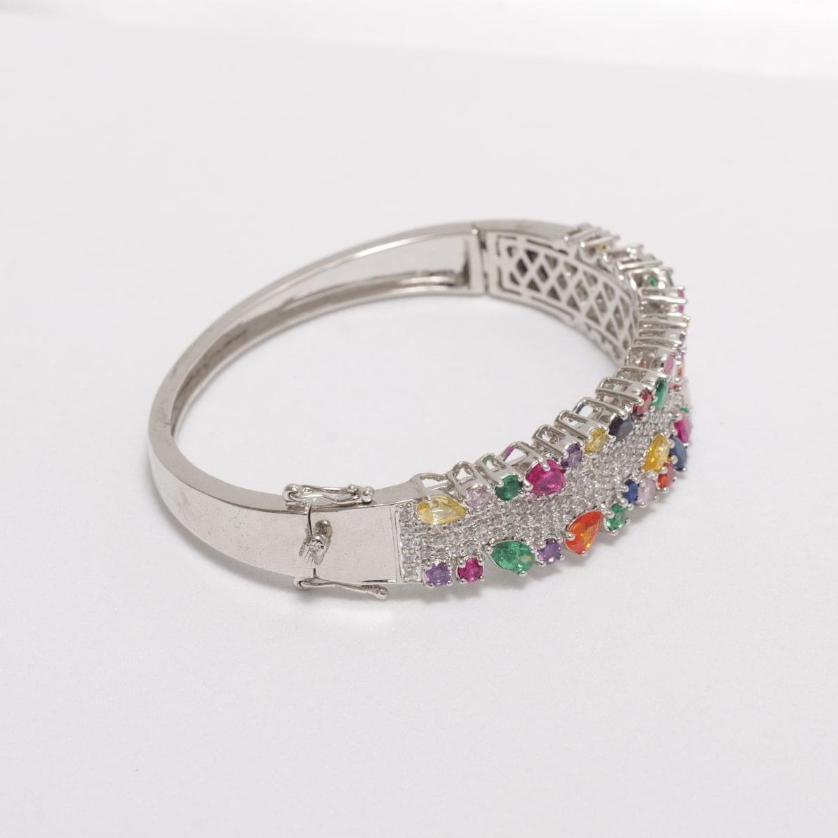Bracelet cocktail en or massif 14k avec pierres précieuses Rainbow Diamonds (certifié) Unisexe en vente