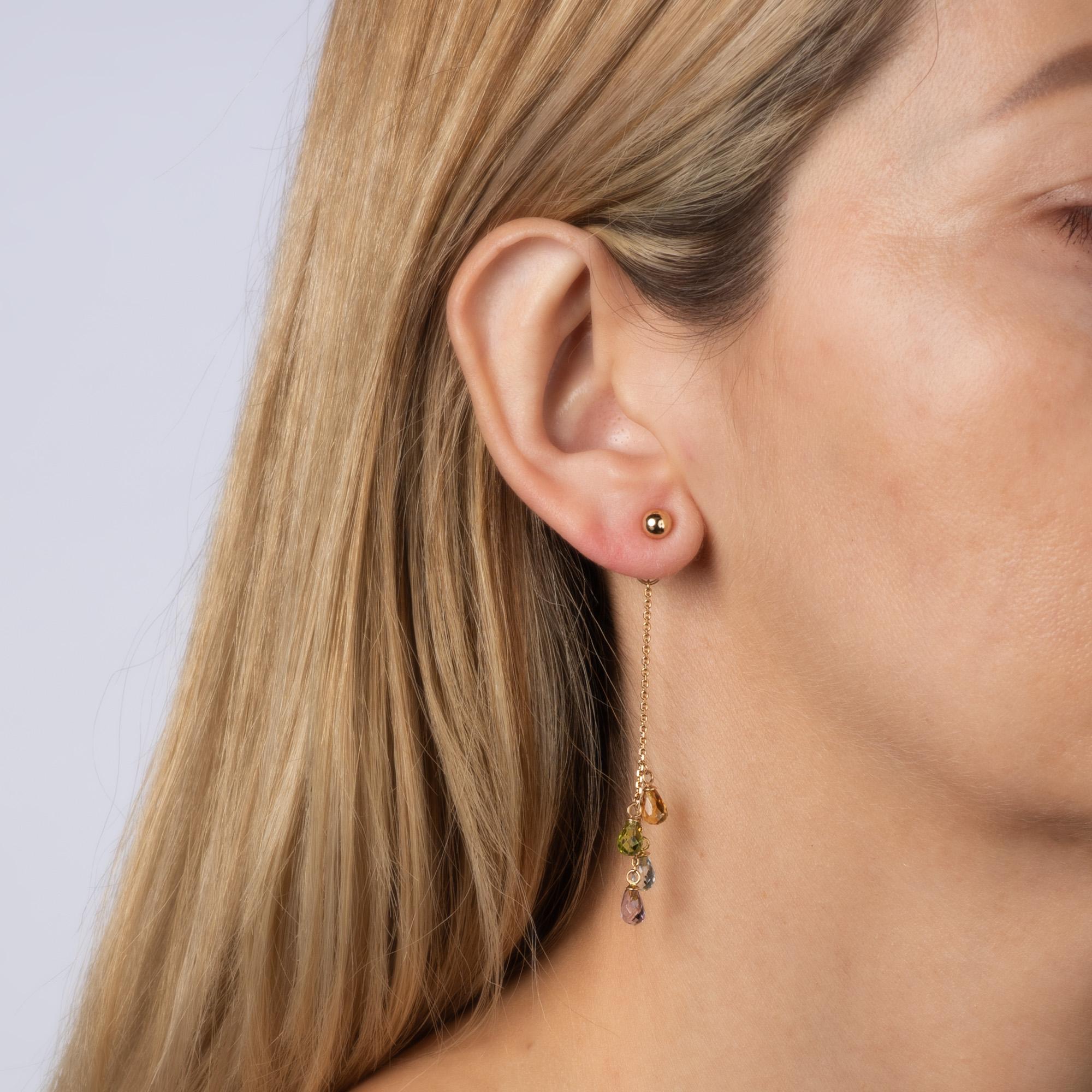 Modern Rainbow Gemstone Earrings 2.5