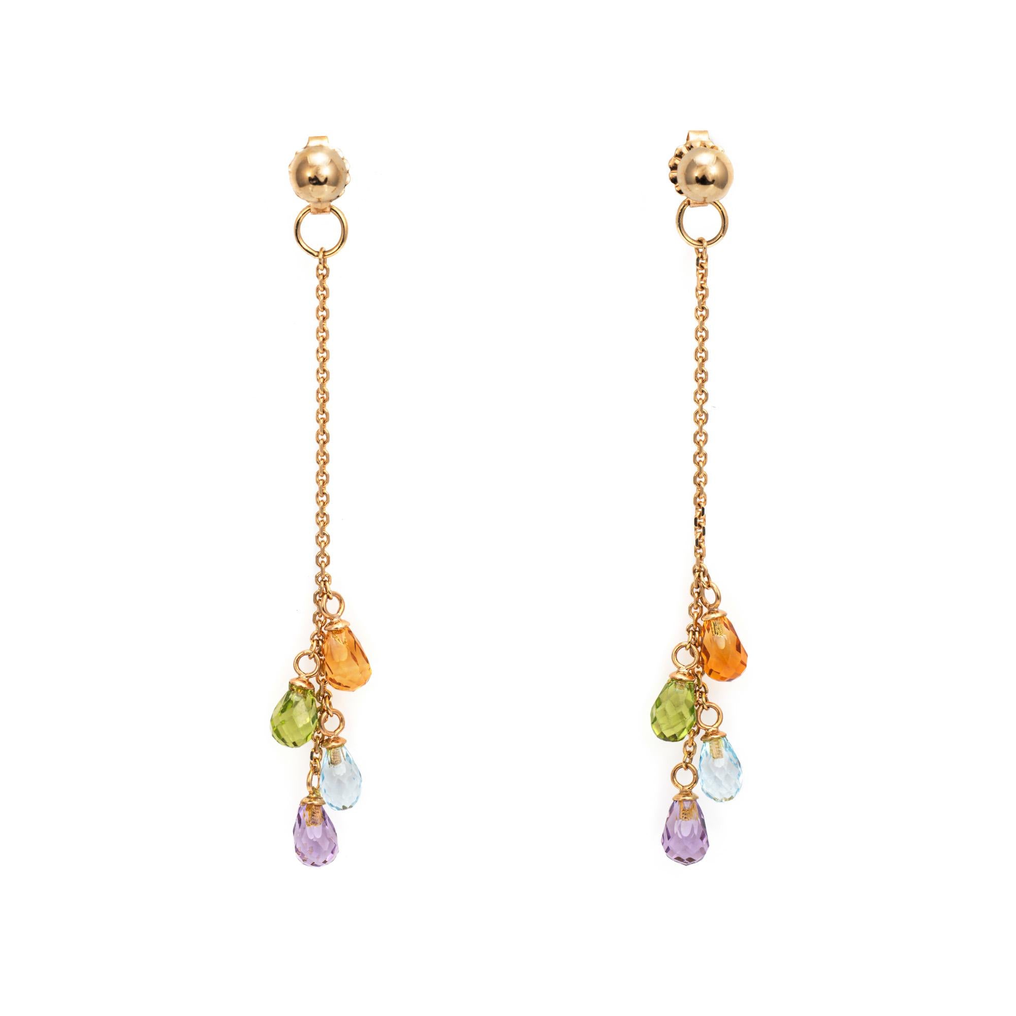 Briolette Cut Rainbow Gemstone Earrings 2.5