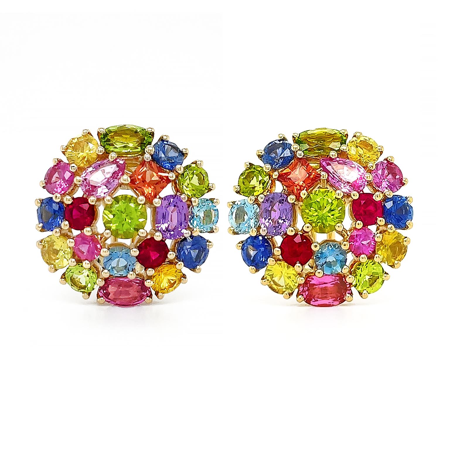 Rainbow Gemstone Earrings In New Condition For Sale In New York, NY