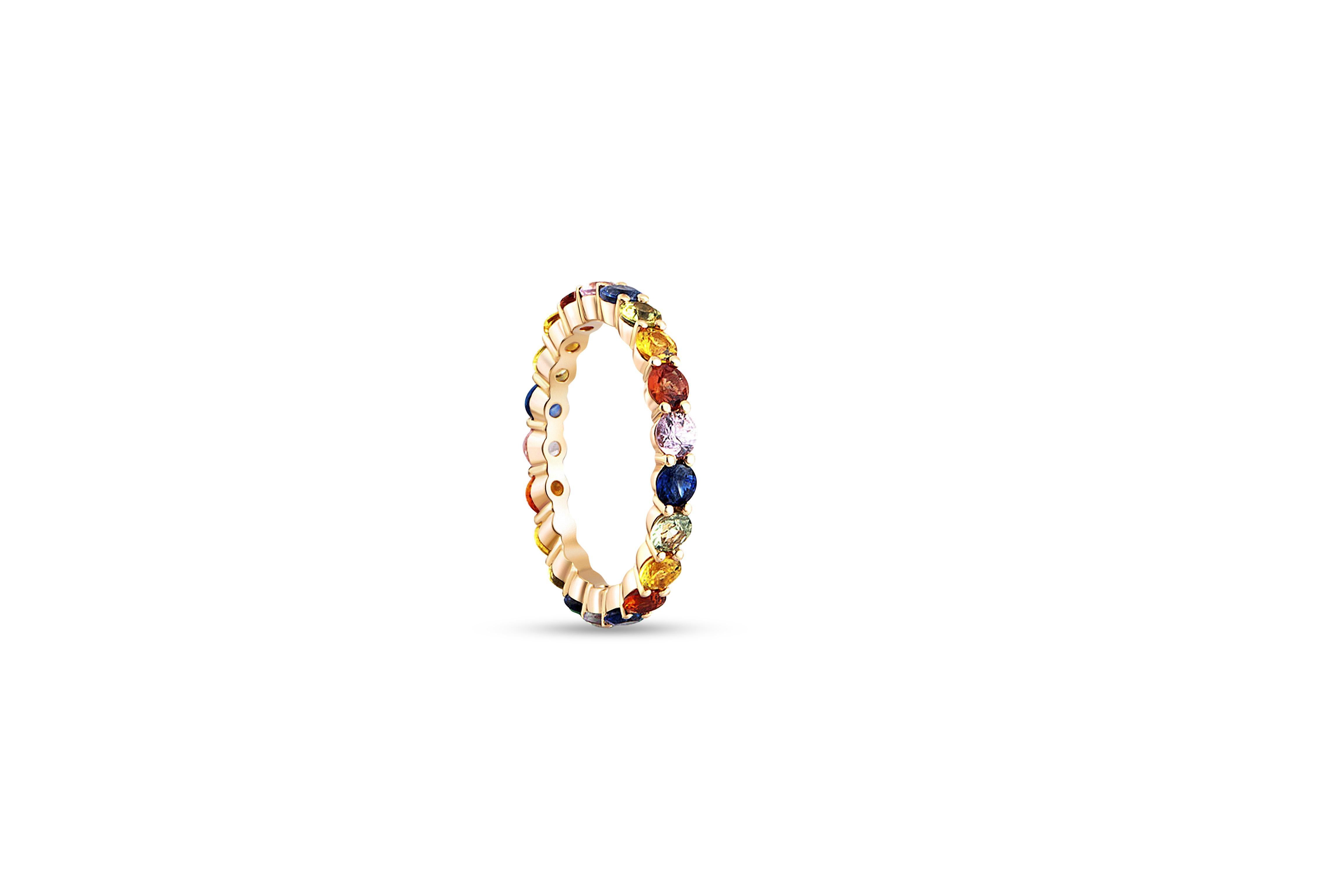 in vendita:  Anello di eternità con gemme arcobaleno in oro 14 ct. 2