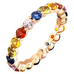 Regenbogen Edelstein Ewigkeit 14k Gold Ring Band