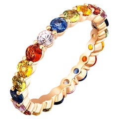 Rainbow Gemstone Eternity 14k gold Ring Band