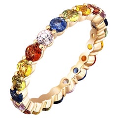 Rainbow Gemstone Eternity 14k gold Ring Band