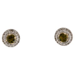 14K Tourmaline & Diamond Stud Earrings - Timeless Exquisite Gemstone Jewelry