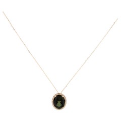 14K Tourmaline & Diamond Pendant Necklace - Exquisite Gemstone Jewelry Statement