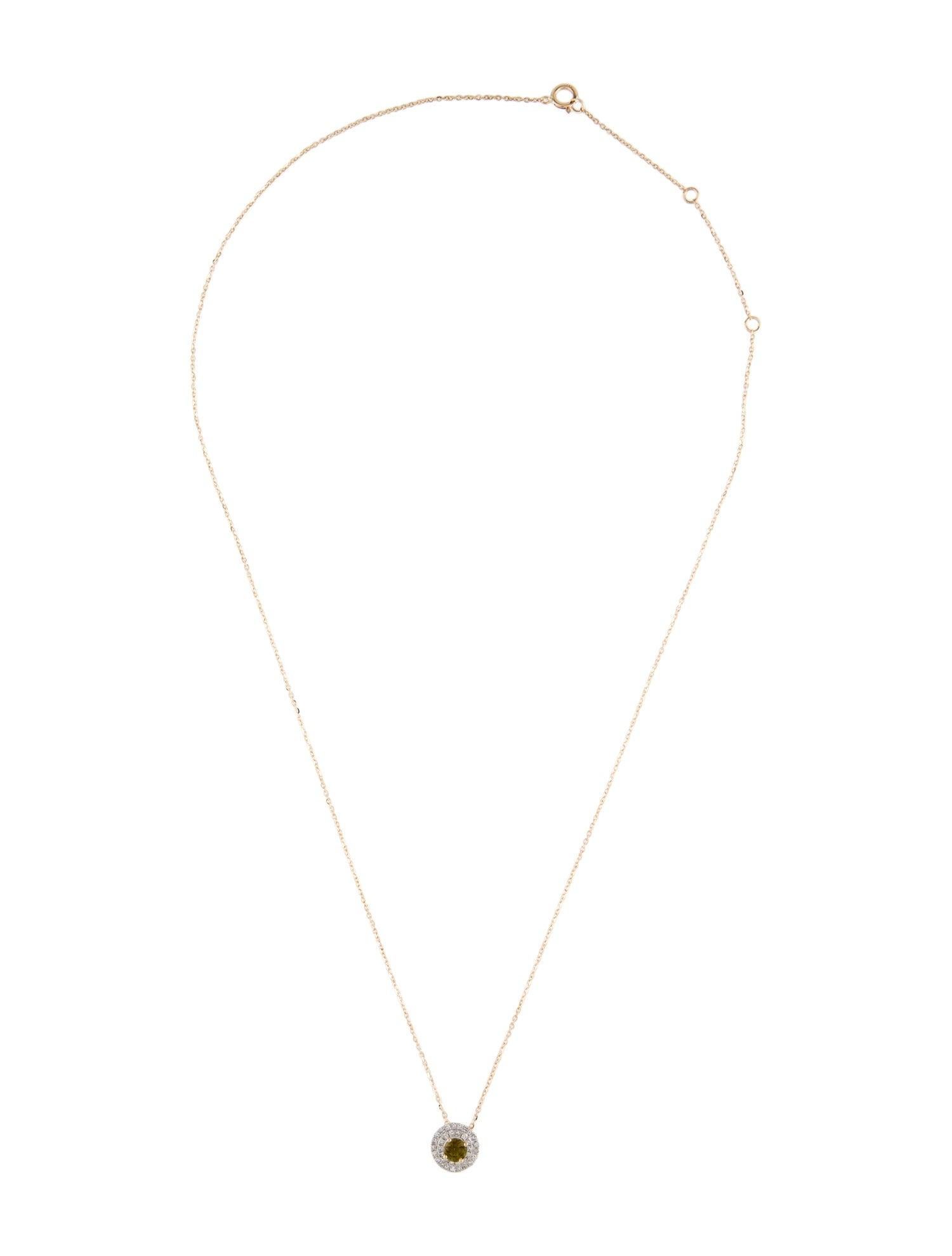 Brilliant Cut 14K Tourmaline & Diamond Pendant: Elegant Statement Necklace, Luxury Jewelry For Sale