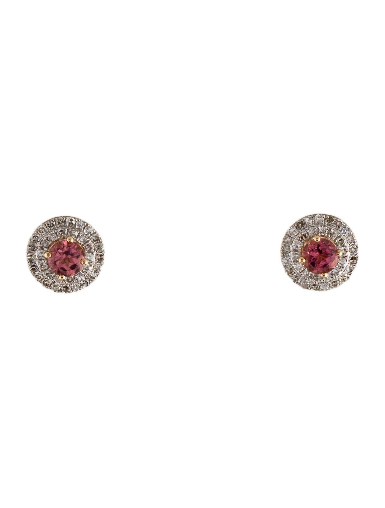 14K Tourmaline & Diamond Stud Earrings - Stunning Luxury Gemstone Jewelry In New Condition For Sale In Holtsville, NY