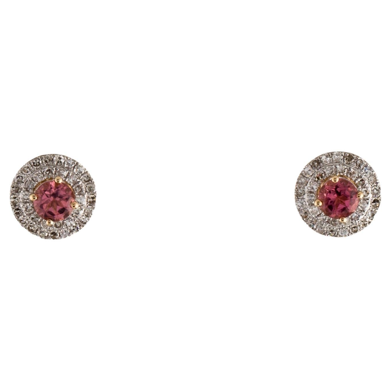 14K Tourmaline & Diamond Stud Earrings - Stunning Luxury Gemstone Jewelry