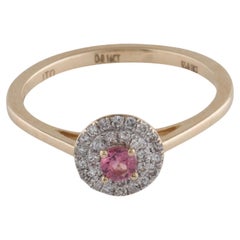 Precioso Anillo de Cóctel de Turmalina y Diamantes de 14K - Talla 6.5  Piedra preciosa vintage