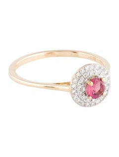 Elegant 14K Tourmaline & Diamond Cocktail Ring - Size 6.25  Luxurious Jewelry