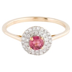 Elegant 14K Tourmaline & Diamond Cocktail Ring - Size 6.25  Luxurious Jewelry