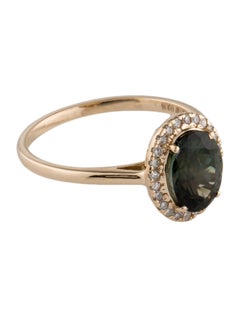 Radiant 14K Tourmaline & Diamond Cocktail Ring - Size 8 - Fine Gemstone Jewelry