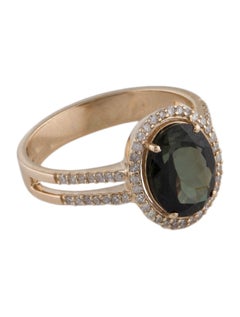 Elegant 14K Gold 2.61ctw Tourmaline & Diamond Cocktail Ring - Size 8 - Jewelry