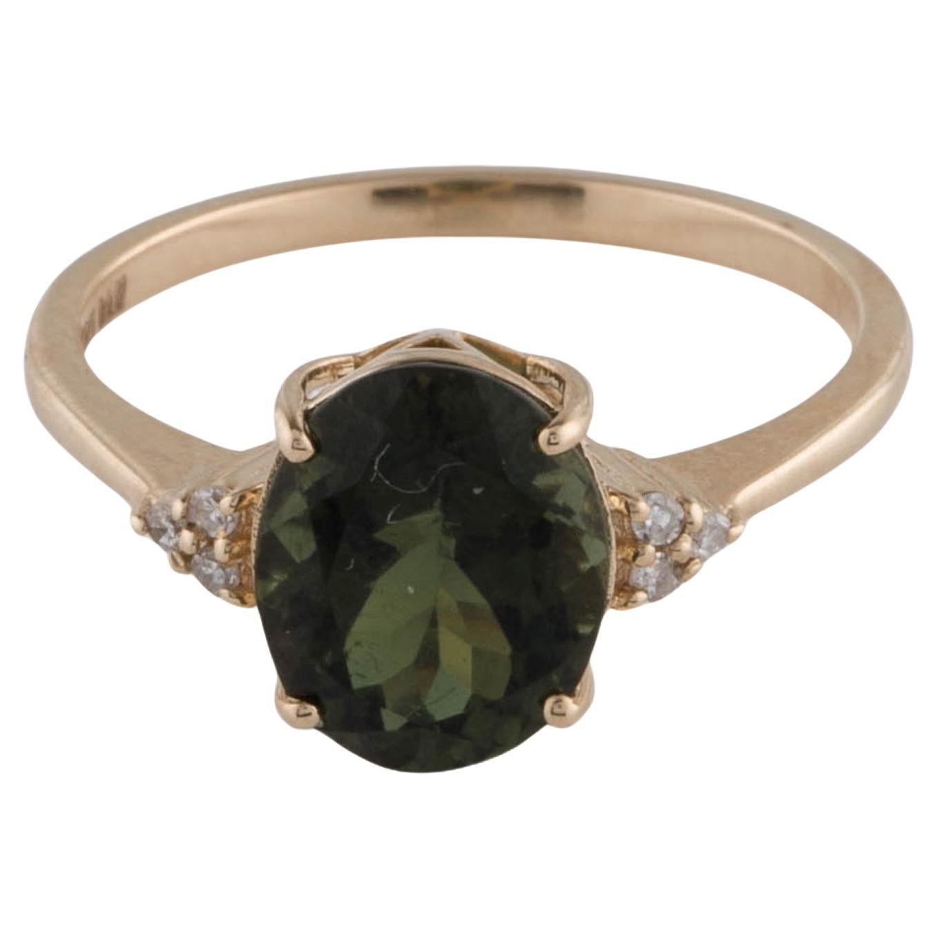 Dazzling 14K Gold 2.44ctw Tourmaline & Diamond Cocktail Ring - Size 7 For Sale