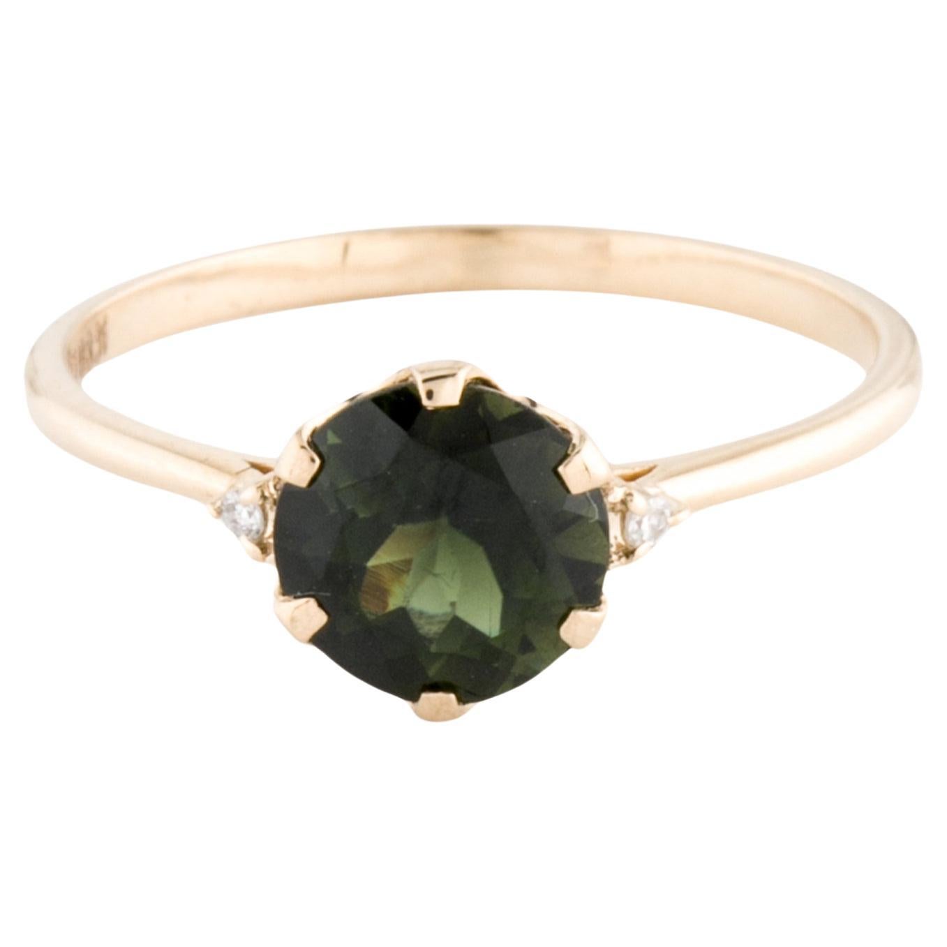 Captivating 14K Gold 1.44ctw Tourmaline & Diamond Cocktail Ring - Size 7.25 For Sale