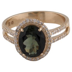 Elegant 14K Gold 2.61ctw Tourmaline & Diamond Cocktail Ring - Size 8 - Jewelry