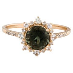 Dazzling 14K 1.65ctw Tourmaline, Sapphire & Diamond Cocktail Ring - Size 8