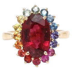 3.12ct Ruby & Multicolor Sapphire Yellow Gold Ring