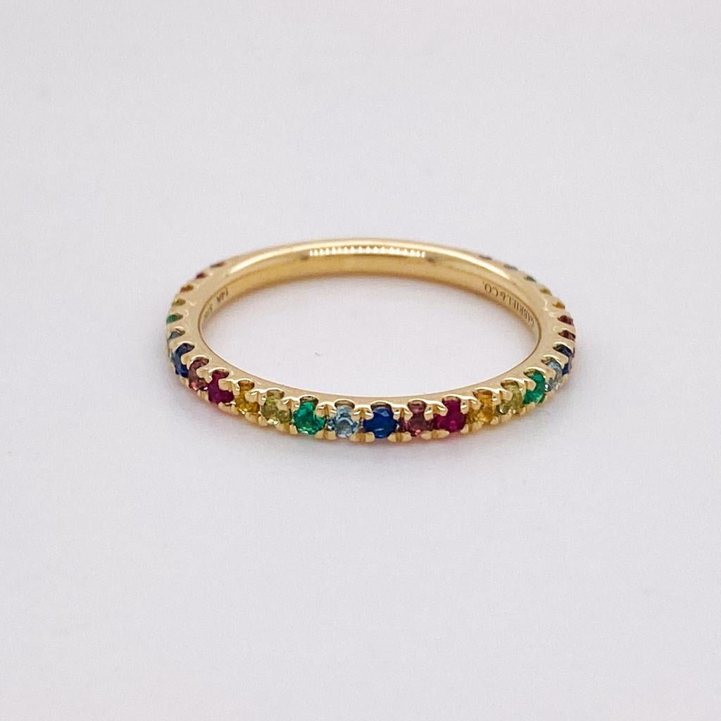 For Sale:  Rainbow Gemstone Stackable Band, 1/2 Carat in 14K Gold, LR50889 3