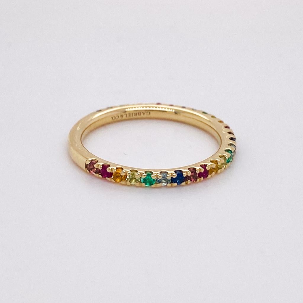 For Sale:  Rainbow Gemstone Stackable Band, 1/2 Carat in 14K Gold, LR50889 4