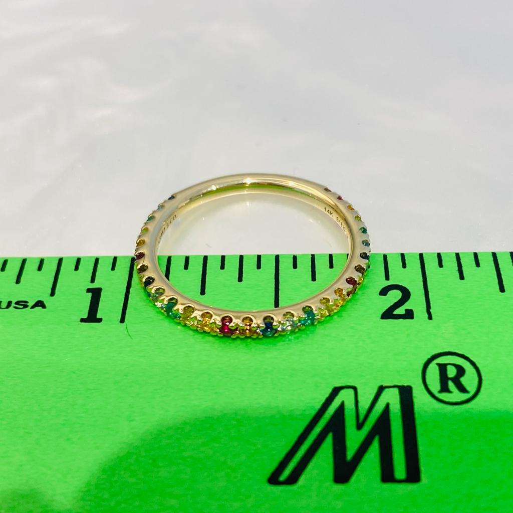 For Sale:  Rainbow Gemstone Stackable Band, 1/2 Carat in 14K Gold, LR50889 5