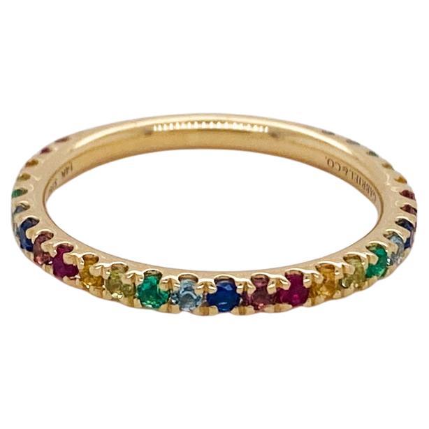 For Sale:  Rainbow Gemstone Stackable Band, 1/2 Carat in 14K Gold, LR50889
