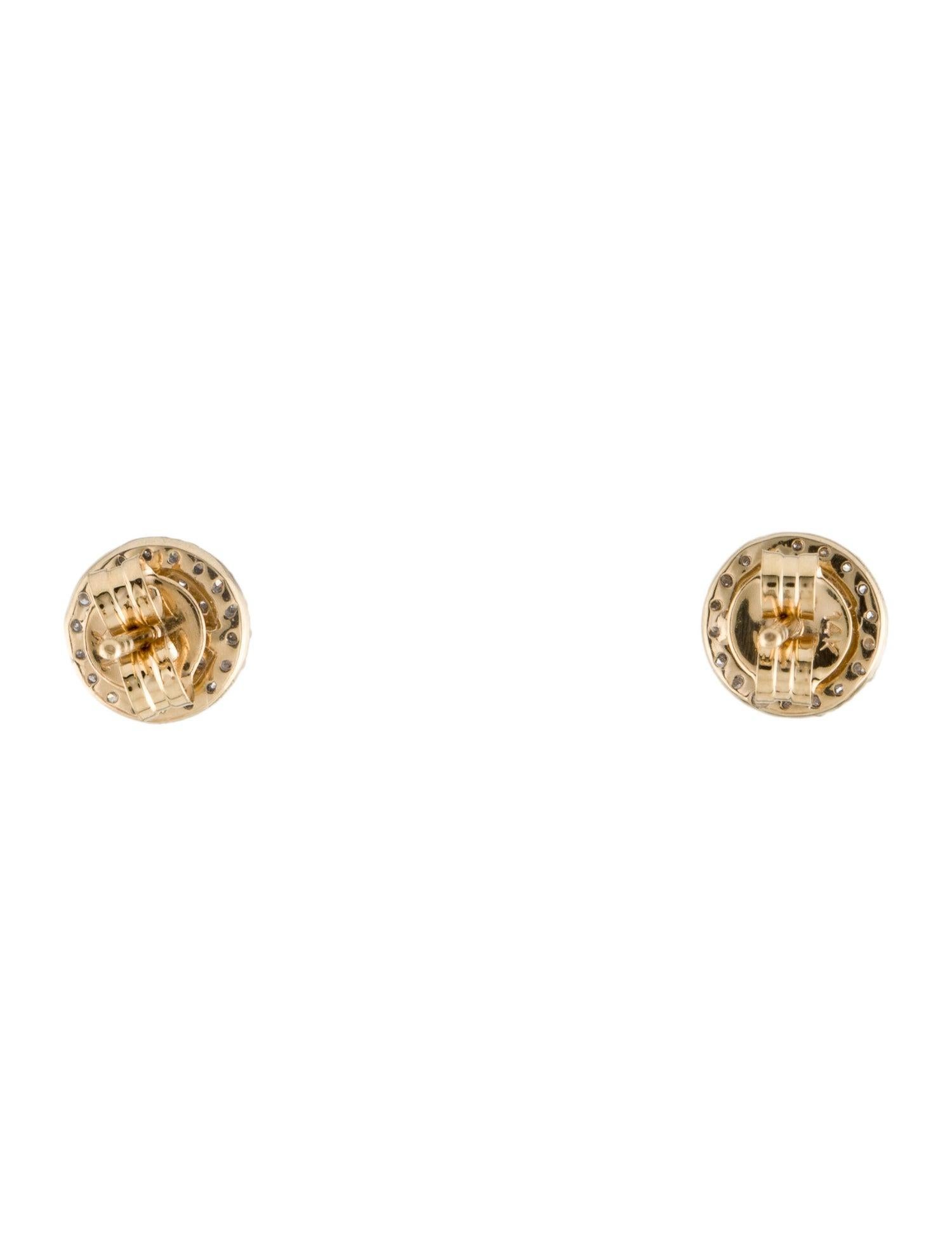 Brilliant Cut 14K Tourmaline & Diamond Stud Earrings - Luxurious & Elegant Gemstone Jewelry For Sale